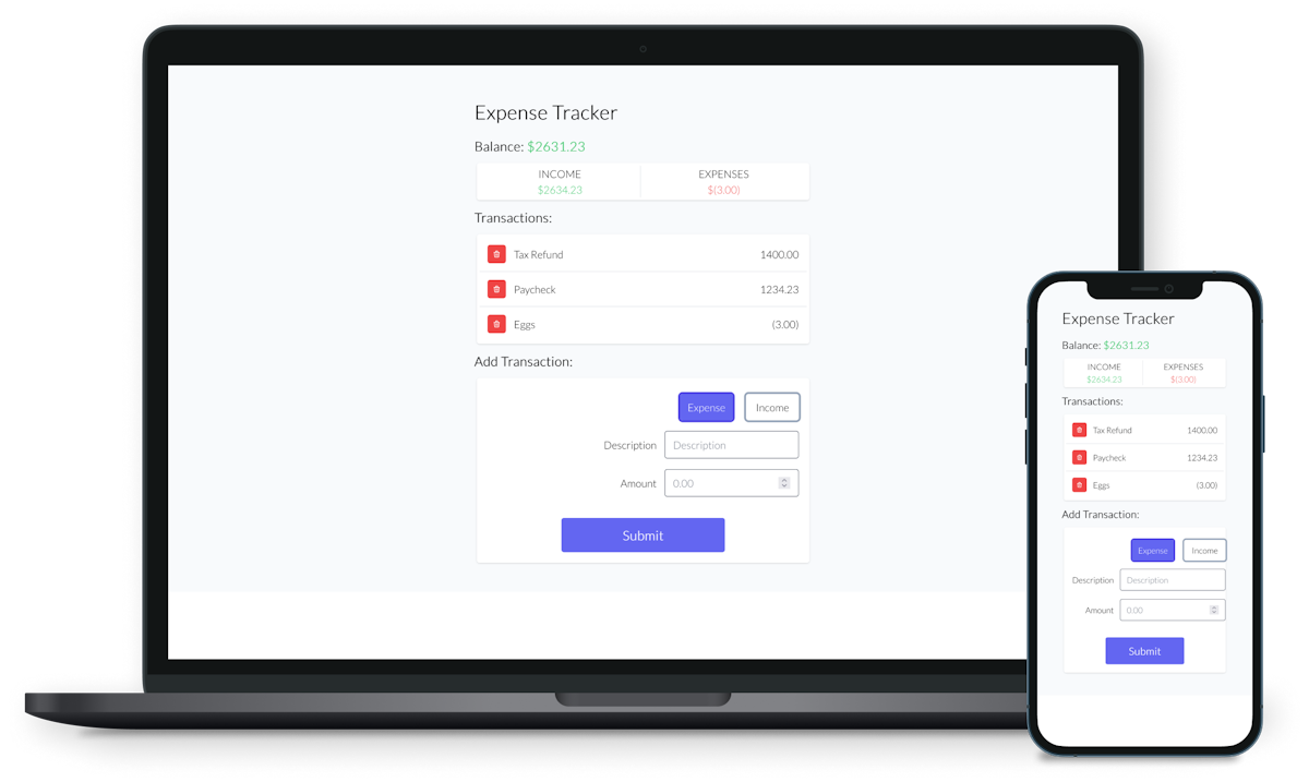 screenshot of Expense Tracker