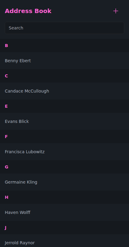 Mobile screenshot of Address Book
