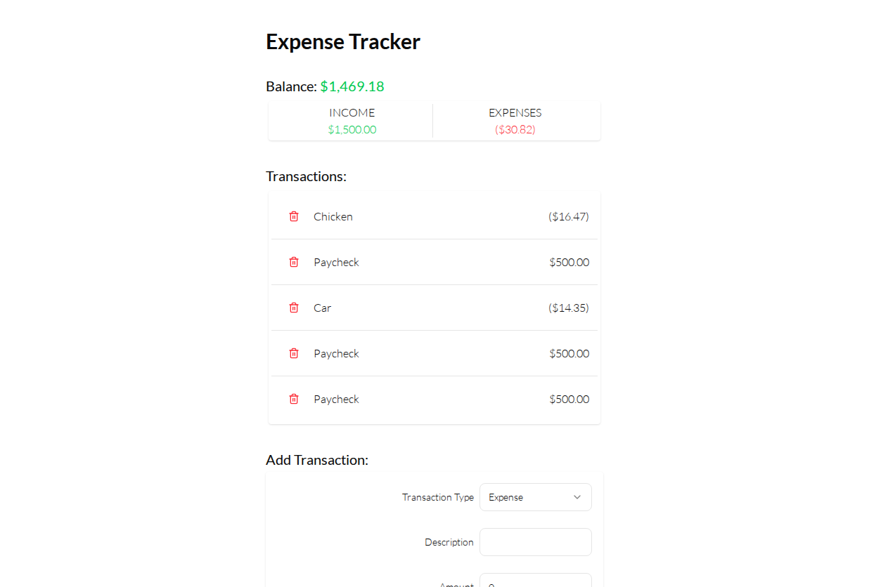 Desktop screenshot of Expense Tracker